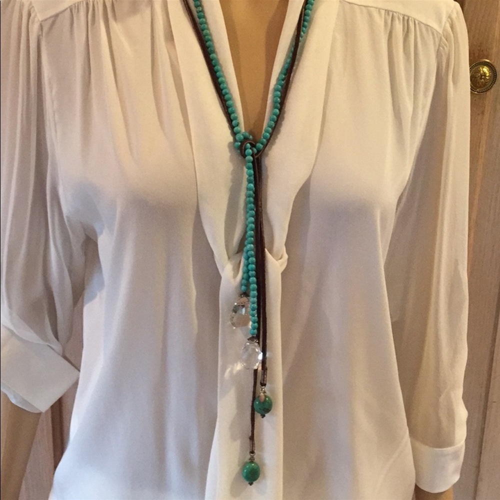 Turquoise and Leather Necklace Combination